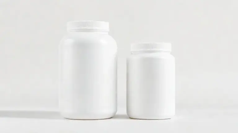 Dois potes de creatina em pó, um de 300g e outro de 150g, lado a lado para comparação de tamanho em um fundo de estúdio limpo.