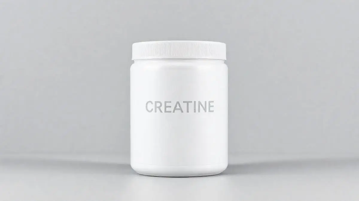 Pote de Creatina Vitafor em destaque, mostrando a embalagem do suplemento de alta qualidade para treinos, sobre um fundo de estúdio limpo.