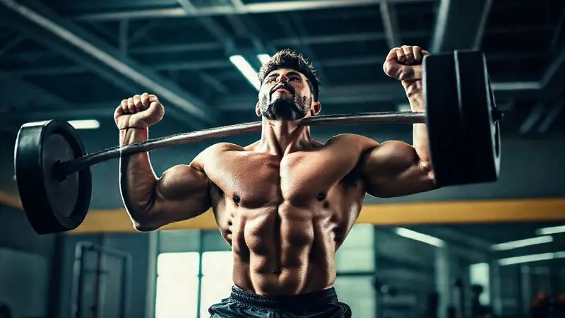 Atleta demonstrando força e energia durante o treino na academia, ilustrando os benefícios e a função da suplementação com creatina.