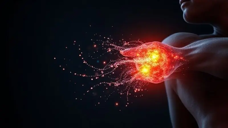 Ilustração conceitual mostrando a sinergia entre creatina e beta alanina agindo em uma fibra muscular para aumentar a energia e performance.