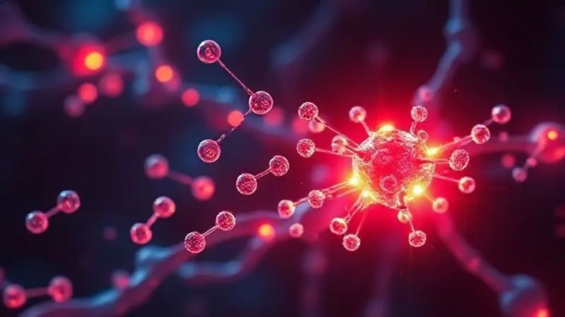 Visualização científica do funcionamento da creatina no corpo, mostrando moléculas de energia (ATP) sendo entregues às fibras musculares.