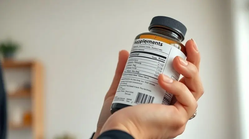 Uma pessoa analisando o rótulo nutricional de um pote de creatina em goma para fazer uma escolha informada sobre o produto.