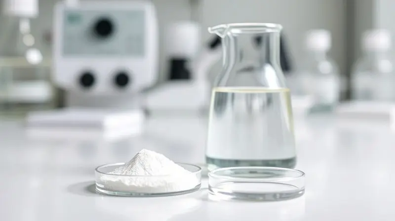 Cena de laboratório simbolizando a análise da composição e o alto nível de pureza da creatina monohidratada.
