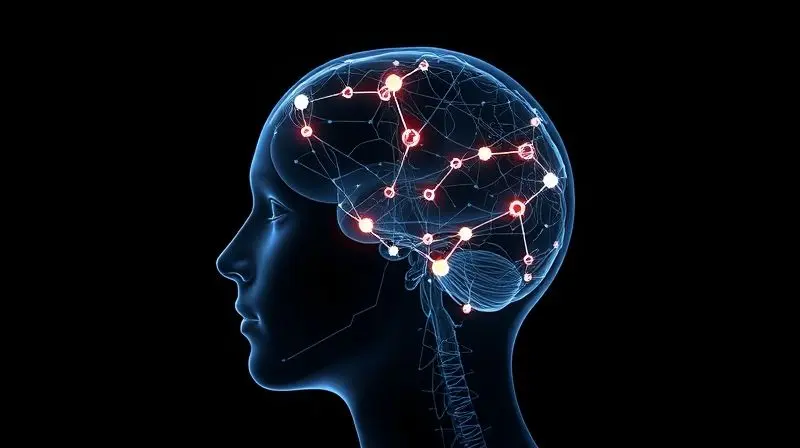 Imagem conceitual dos benefícios da creatina para a saúde cerebral, mostrando redes neurais ativas e brilhantes dentro de um cérebro.