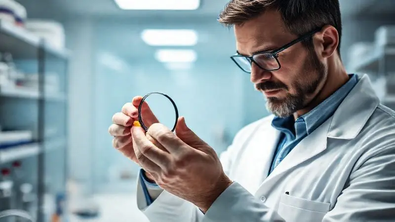 Imagem de um profissional de saúde analisando um suplemento, abordando a segurança e os possíveis efeitos colaterais da creatina em cápsula.