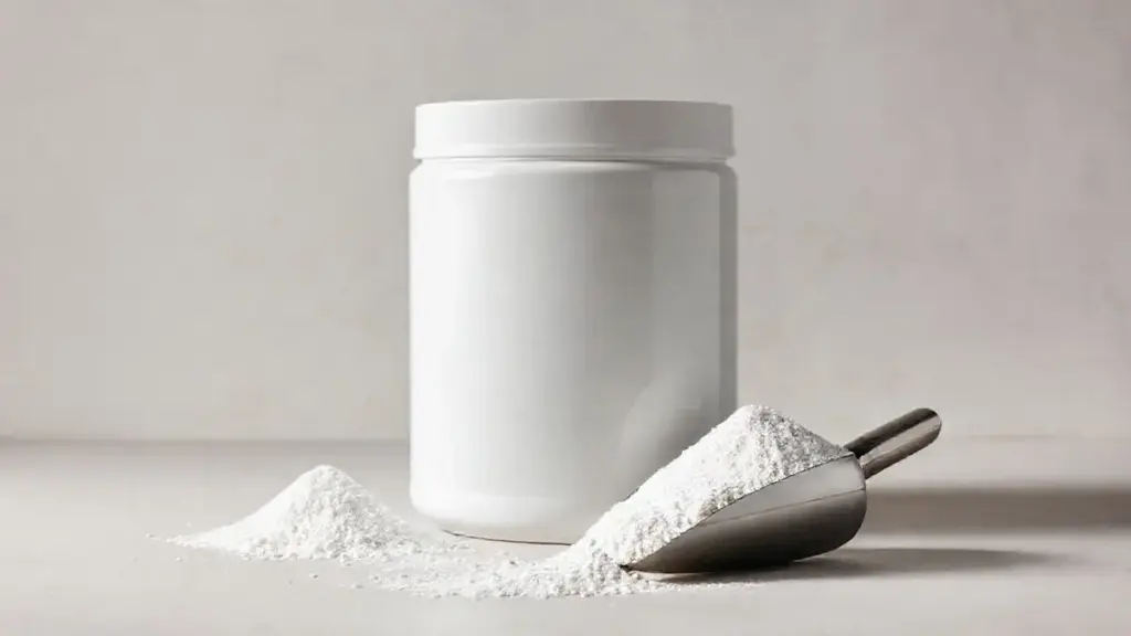Pote de Creatina Carbo Fuel em um fundo de estúdio profissional, destacando a embalagem do suplemento e uma colher de medida com o pó ao lado.