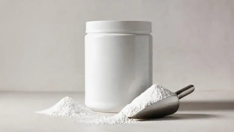 Pote de Creatina Carbo Fuel em um fundo de estúdio profissional, destacando a embalagem do suplemento e uma colher de medida com o pó ao lado.