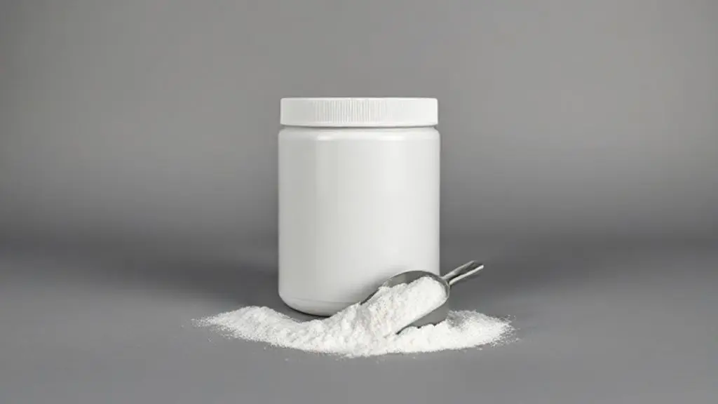 Pote de creatina sem marca e um medidor com o pó branco, ilustrando o debate se a creatina emagrece ou engorda e seus efeitos no corpo.