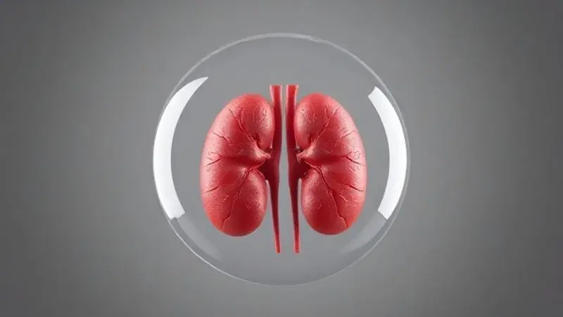 Imagem conceitual de rins saudáveis para analisar se a creatina pode prejudicar a função renal ou levar à formação de pedras nos rins.