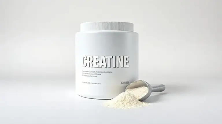 Pote de creatina em pó com dosador ao lado, representando a importância da suplementação diária e o que fazer ao esquecer uma dose.