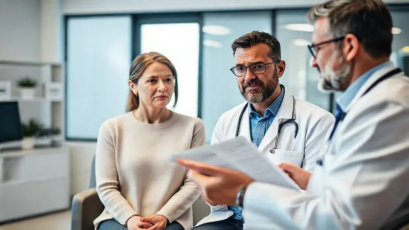 Paciente em consulta com um médico, discutindo os fatores de risco e cuidados necessários antes de usar creatina para garantir a saúde.