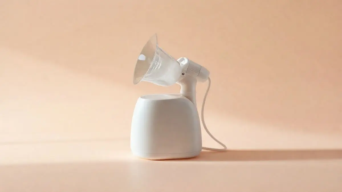 Guia da amamentação com uma bomba de tirar leite elétrica moderna e sem marca em destaque, ilustrando as dicas para aumentar a produção de leite.