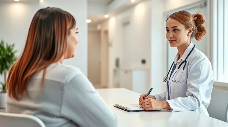 Paciente em uma consulta médica com um profissional de saúde, enfatizando a importância do acompanhamento médico ao combinar Roacutan e creatina.