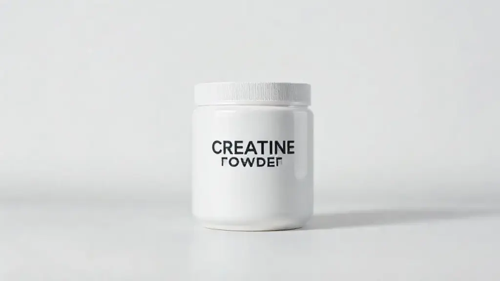 Pote de creatina representando a melhor marca para idosos, em um fundo limpo, destacando a pureza e os benefícios do suplemento para a saúde na terceira idade.