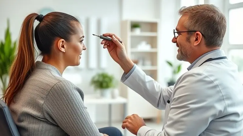 Paciente em uma consulta com um médico especialista em cabelo, discutindo a relação entre creatina e saúde capilar.