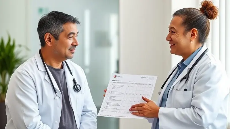 Médico conversando com um paciente em um consultório, discutindo as condições de saúde e quem não deve tomar o suplemento creatina por segurança.