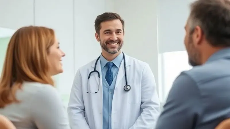 Médico dando recomendações a um paciente sobre o uso de creatina antes de doar sangue, em um ambiente de consulta acolhedor.