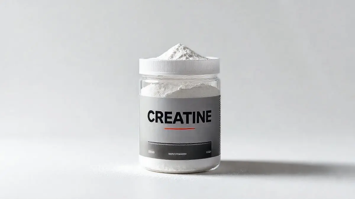 Pote de Creatina Adaptogen em destaque sobre um fundo de estúdio limpo, ilustrando a análise completa do suplemento para ganho de força e massa muscular.