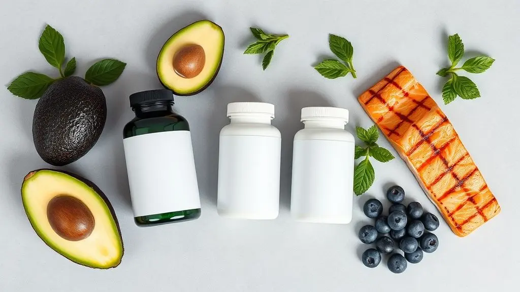 Composição com suplementos alimentares sem marca e alimentos de uma dieta anti-inflamatória que podem auxiliar no tratamento do lipedema.