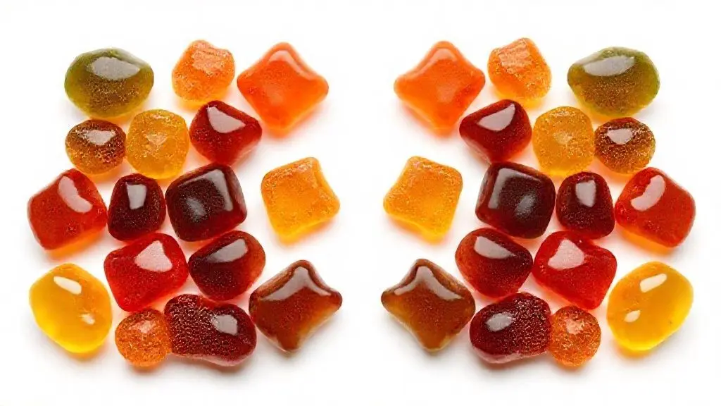 Bala de creatina com whey protein em fundo branco - receita caseira de suplemento em formato de goma