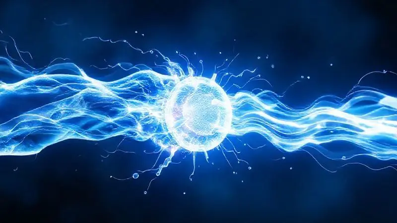 Ilustração conceitual dos benefícios da creatina para energia e performance muscular, com ondas de energia em torno de célula muscular