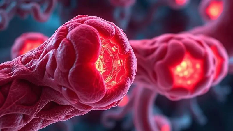 Ilustração conceitual de células musculares produzindo energia ATP com creatina