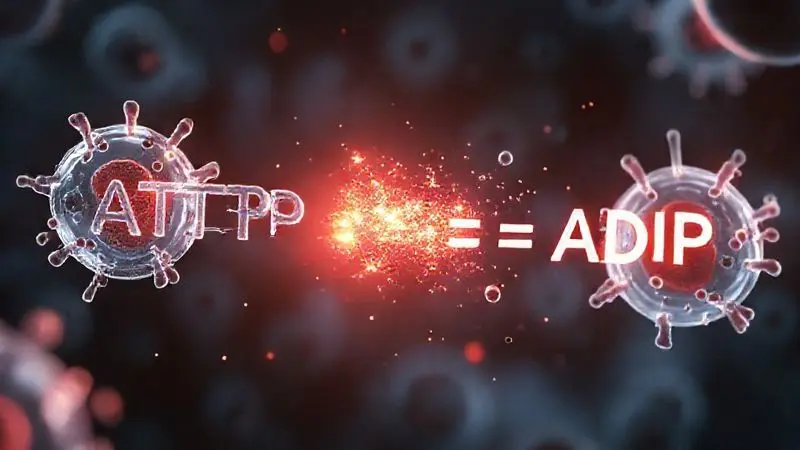 Ilustração 3D do processo de transferência de energia da creatina nas células musculares