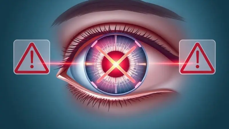 Ilustração conceitual de contraindicações e alertas sobre creatina para pessoas com glaucoma