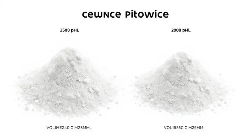 Ilustração conceitual mostrando diferenças na densidade de diferentes tipos de creatina em pó