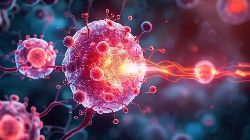 Ilustração conceitual da produção de energia celular em nível molecular para idosos