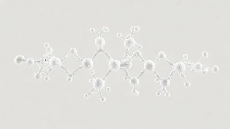 Estrutura molecular da maltodextrina mostrando suas cadeias de carboidratos ramificadas