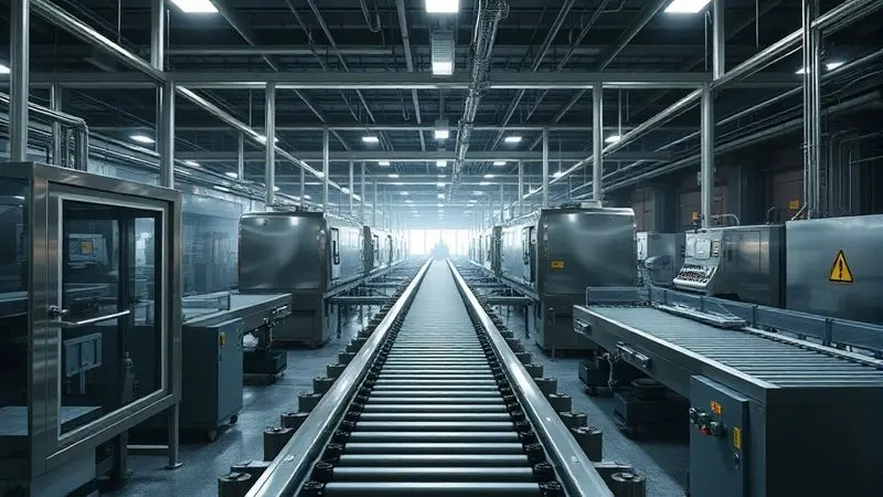 Representação artística de linha de produção industrial para suplementos alimentares