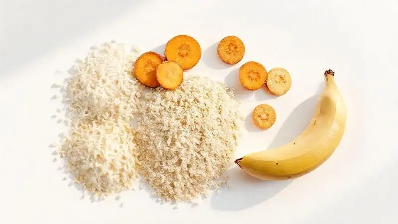 Ilustração artística conceitual de diversas fontes de carboidratos para combinação com creatina.