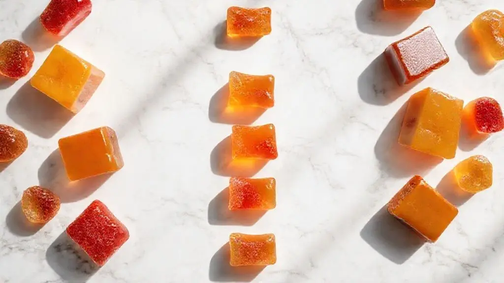 Gomas e caramelos de creatina Super Nutrition em arranjo profissional, destacando texturas e cores dos suplementos em formato de doces