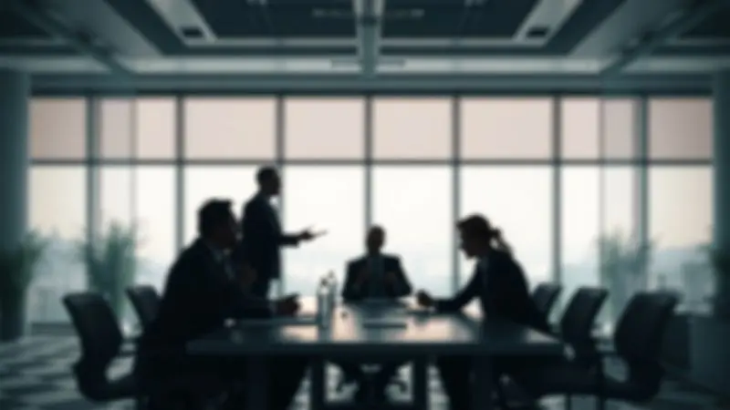 Ilustração conceitual de reunião empresarial com figuras em silhueta representando investigação sobre donos da empresa