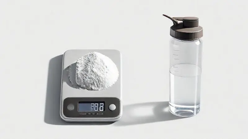 Ilustração conceitual de medição precisa da creatina monohidratada para preparação do suplemento