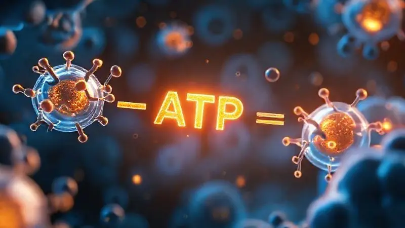 Representação conceitual do processo de produção de energia nos músculos através do ciclo de fosfocreatina e ATP