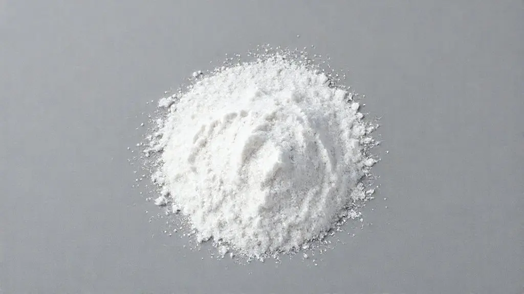 Pó de creatina monohidratada de alta pureza em fundo neutro para análise de suplemento esportivo 3VS