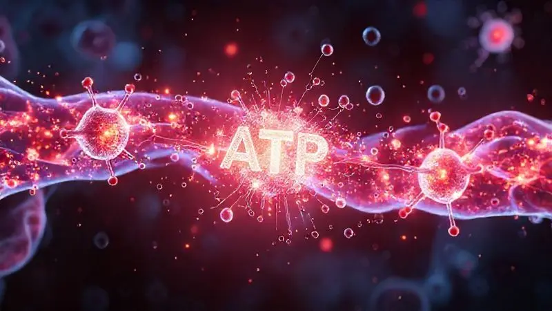 Ilustração conceitual de transferência de energia ATP em células musculares